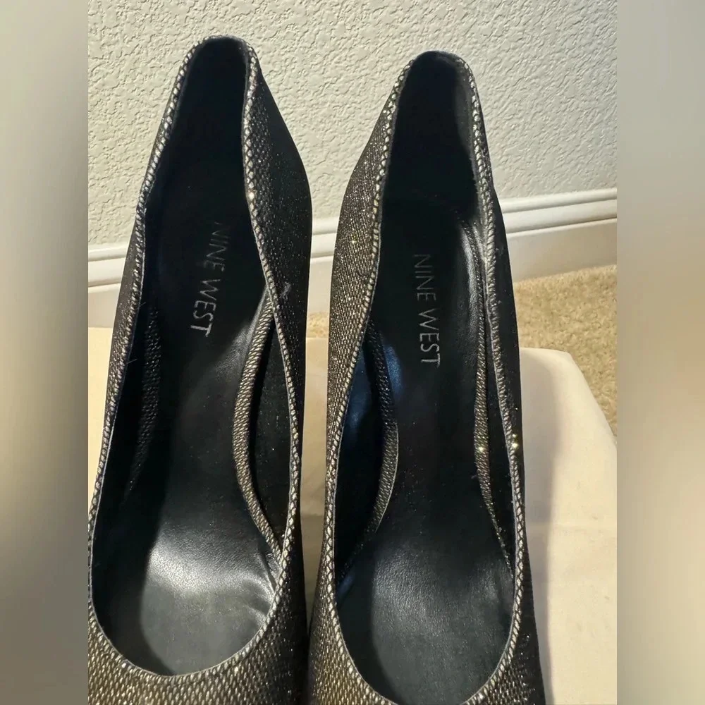 Women's Nine West 6M Rocha Gold Glitter Shoes Pumps High 4 inch Heels